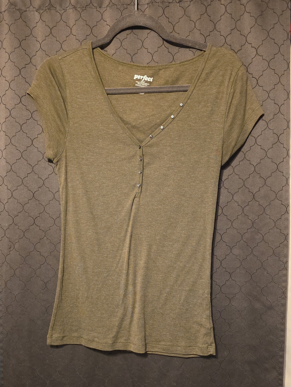 Old Navy Olive Green Short Sleeve Henley Tee